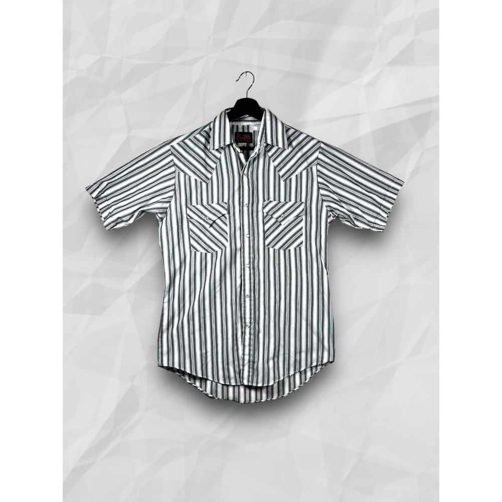 Plains Western Wear Short Sleeve Striped Pearl Snap Men's Size S